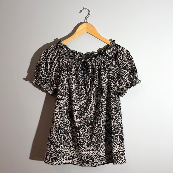 Black and white paisley blouse - small - Picture 1 of 6